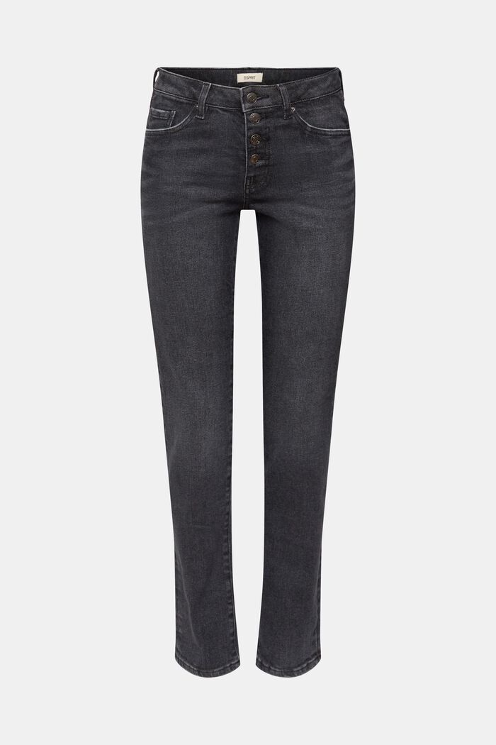 Mid-rise slim fit jeans with buttons, BLACK MEDIUM WASHED, detail image number 7