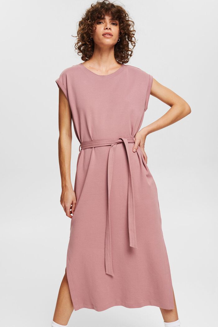 Jersey dress with a tie-around belt, MAUVE, detail image number 0