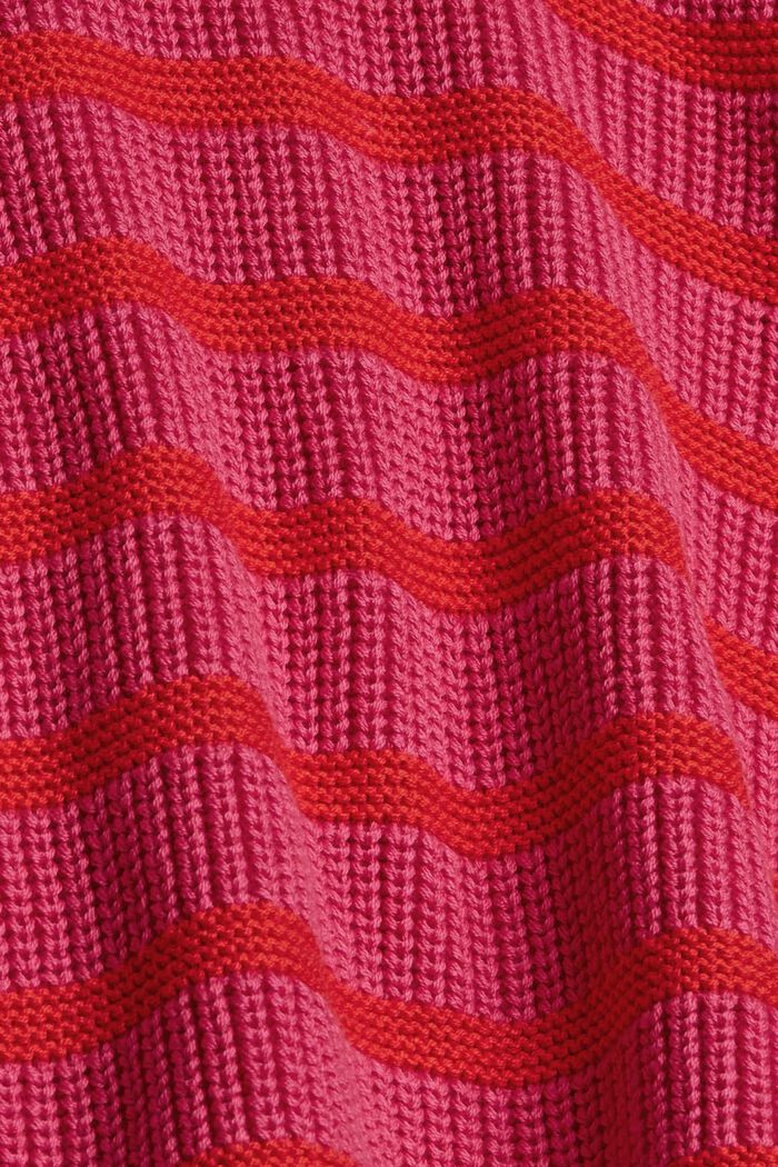 Knitted zip-neck jumper with a striped pattern, PINK FUCHSIA, detail image number 4