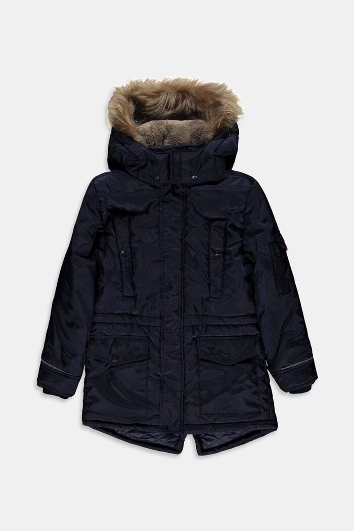Padded parka with a plush lining, NAVY, detail image number 0