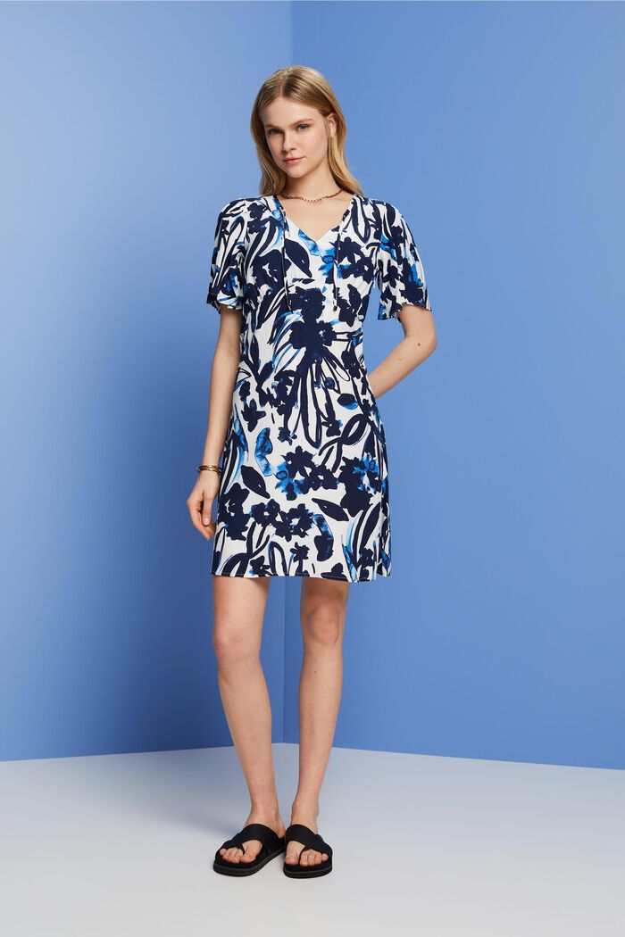 Patterned mini dress, LENZING™ ECOVERO™, DARK BLUE, detail image number 1