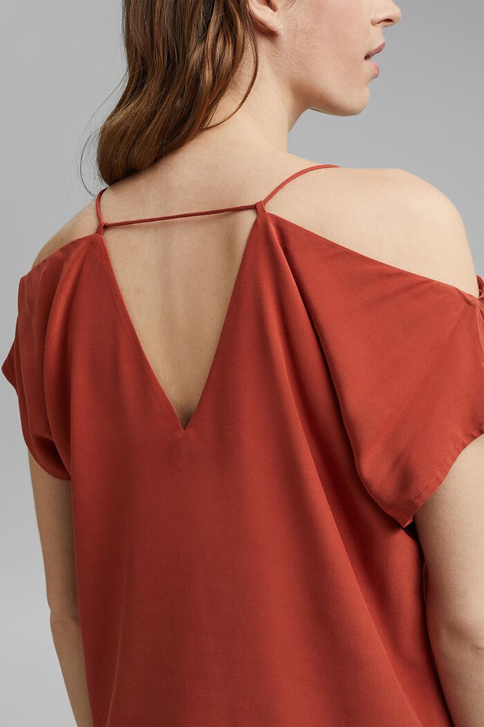 Blouse with a Carmen neckline, TERRACOTTA, detail image number 2
