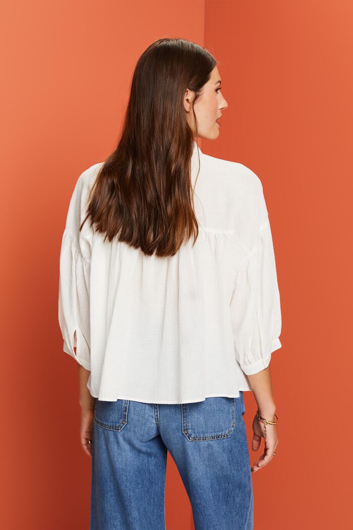 Oversized blouse, 100% cotton, WHITE, detail image number 3