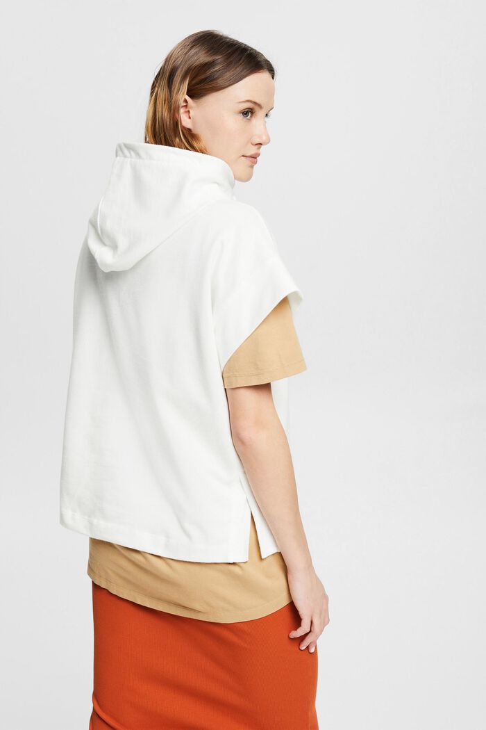 Sweatshirt hoodie with short sleeves, organic cotton, OFF WHITE, detail image number 3