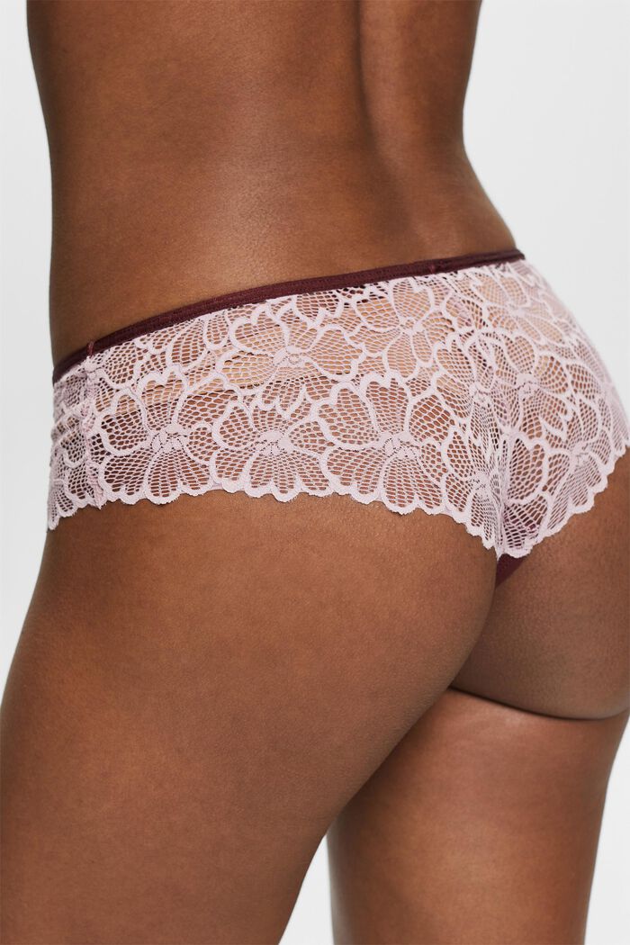 Brazilian Hipster Lace Shorts, RUST BROWN, detail image number 3