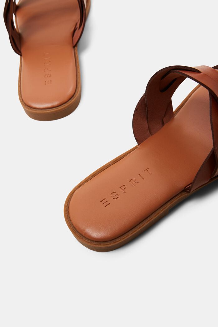 Braided Vegan Leather Slide Sandals, CARAMEL, detail image number 4