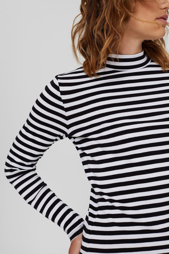 Striped long sleeve top made of 100% organic cotton, BLACK, detail image number 2