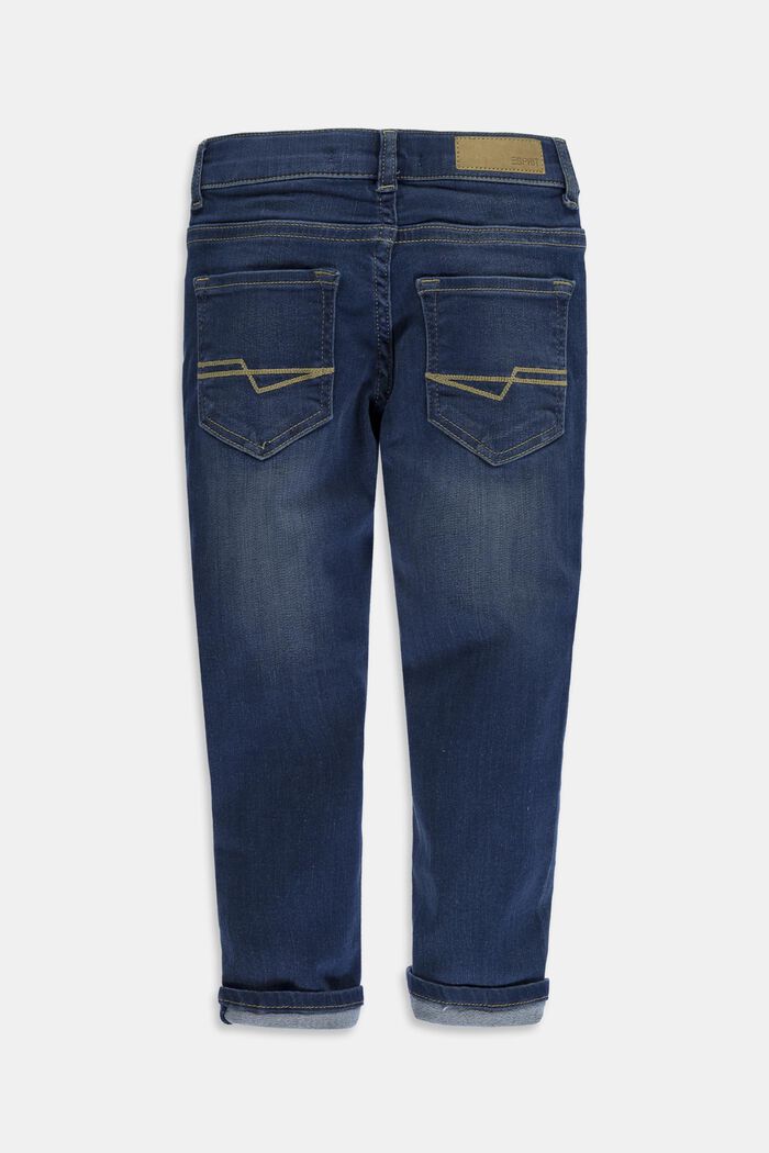 Washed stretch jeans with an adjustable waistband, BLUE LIGHT WASHED, detail image number 1