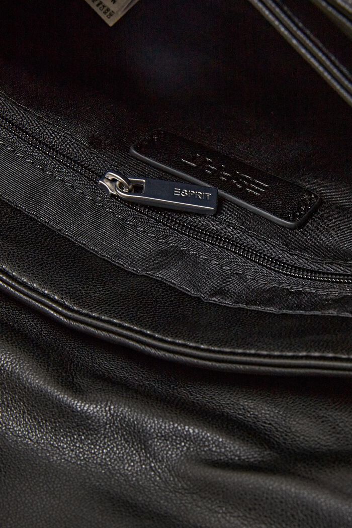 Vegan Leather Shoulder Bag, BLACK, detail image number 3