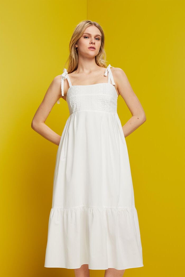 Midi dress with embroidery, LENZING™ ECOVERO™, WHITE, detail image number 0