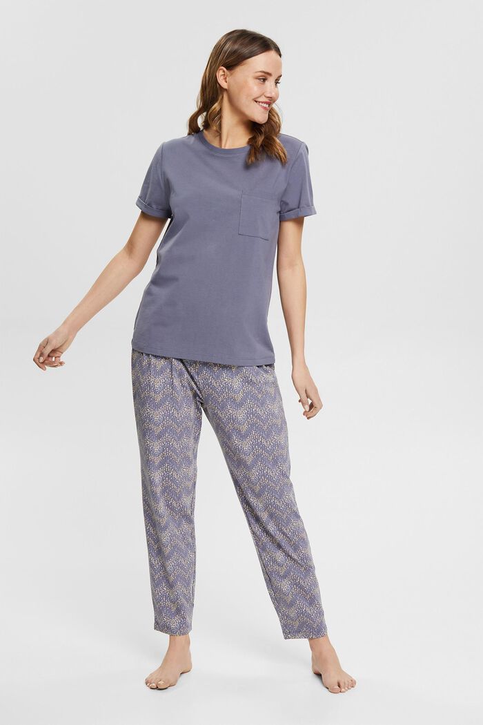 Jersey pyjamas with organic cotton, GREY BLUE, detail image number 0