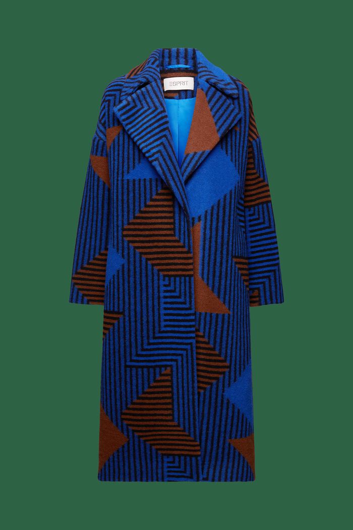 Printed Wool-Blend Coat, BRIGHT BLUE, detail image number 7
