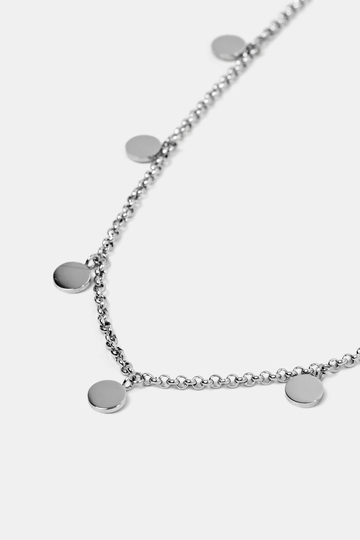 Round Pendant Belcher Chain Necklace, SILVER, detail image number 1