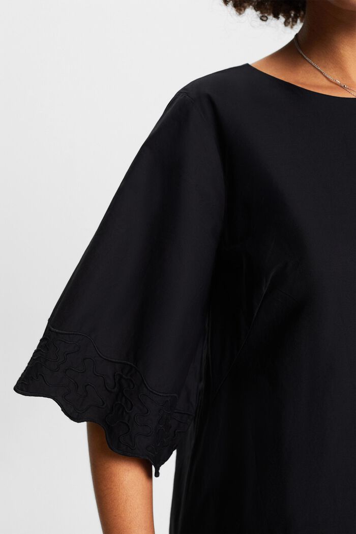 Embroidered Bell Sleeve Mini Dress, BLACK, detail image number 3