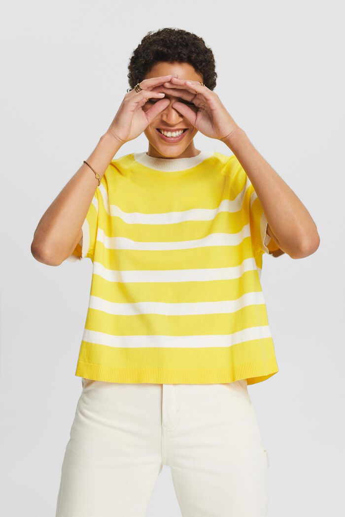 Striped Cotton Top, YELLOW, detail image number 0