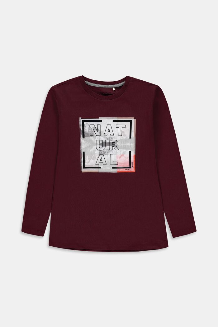 Long sleeve top with a reflective print, BORDEAUX RED, detail image number 0