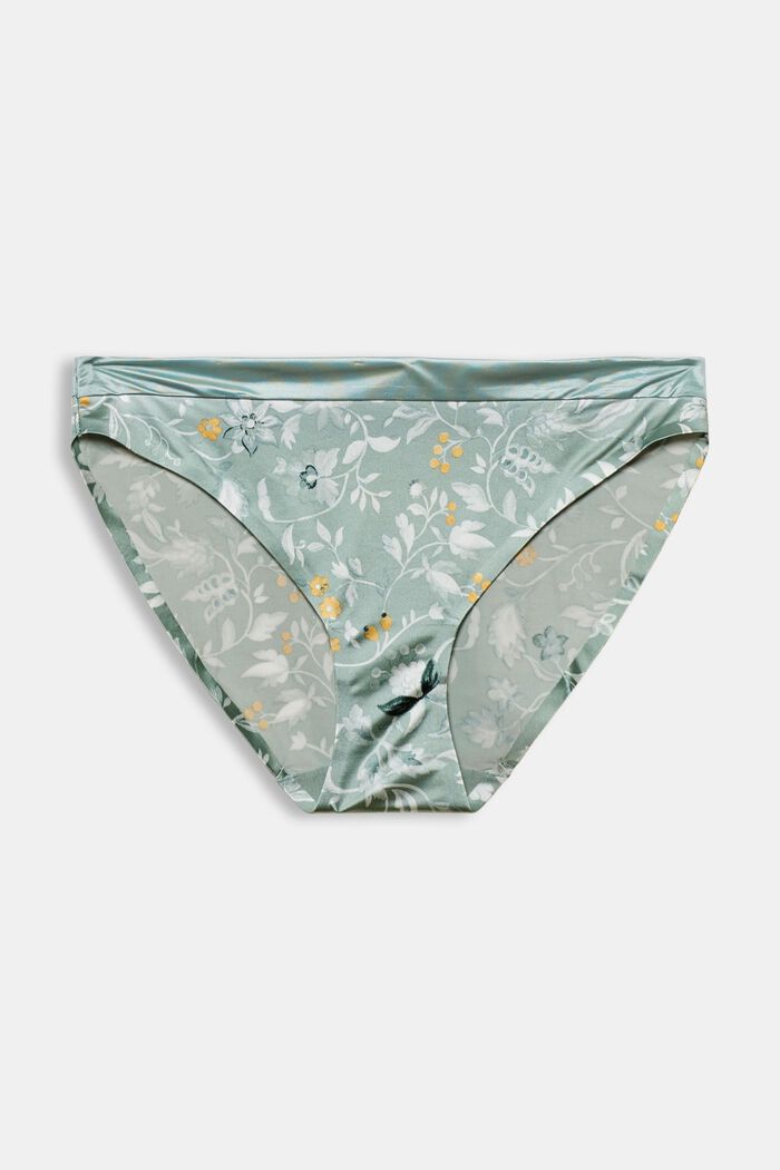 Patterned hipster briefs in microfibre fabric, LEAF GREEN, overview
