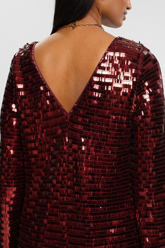 Dress with sequins, BORDEAUX RED, detail image number 4