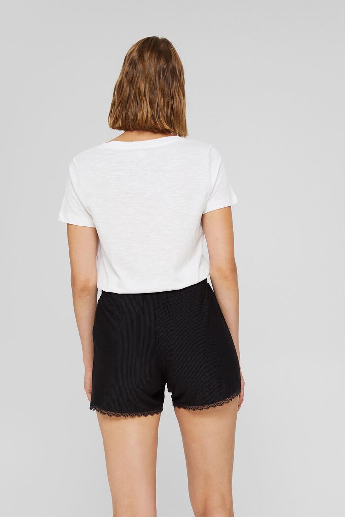 Pyjama shorts with lace, LENZING™ ECOVERO™, BLACK, detail image number 3