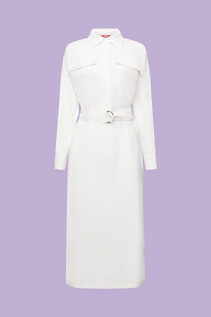 Oversized Midi Shirt Dress, OFF WHITE, detail image number 6
