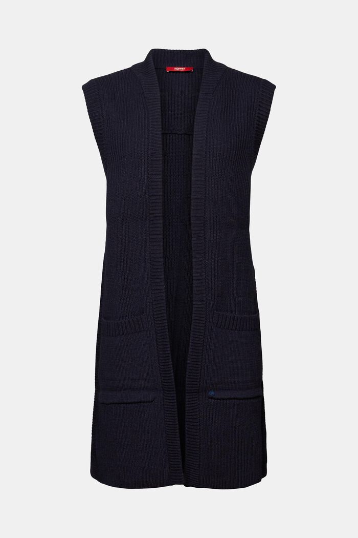 Recycled: longline sleeveless cardigan, NAVY, detail image number 0