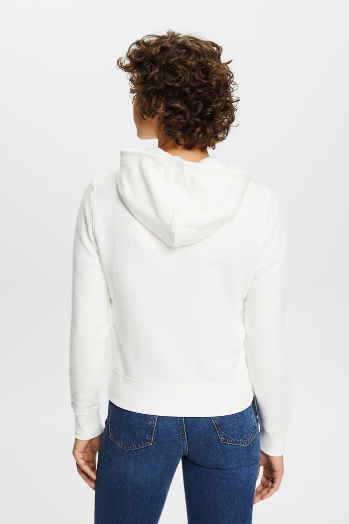 Organic Cotton Embroidered Logo Hoodie, OFF WHITE, detail image number 3