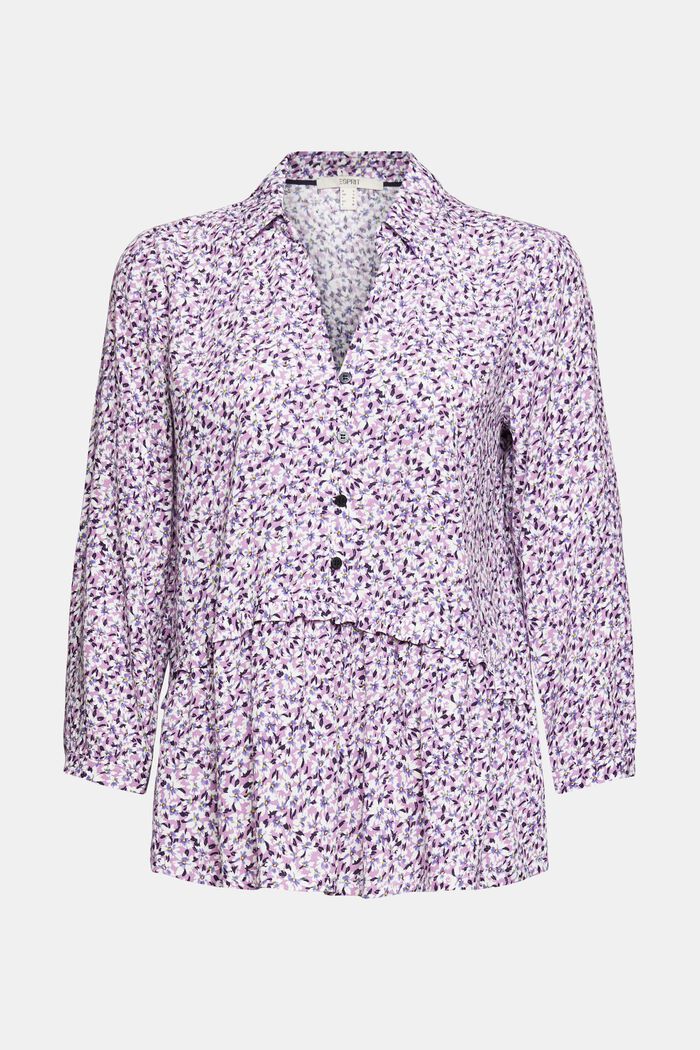 Mille-fleurs blouse with a frilled edge, LILAC, overview