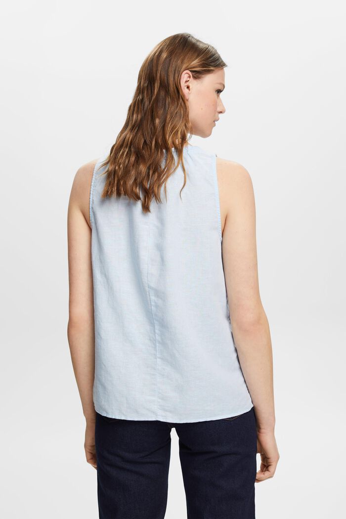 Sleeveless linen blend blouse, PASTEL BLUE, detail image number 3