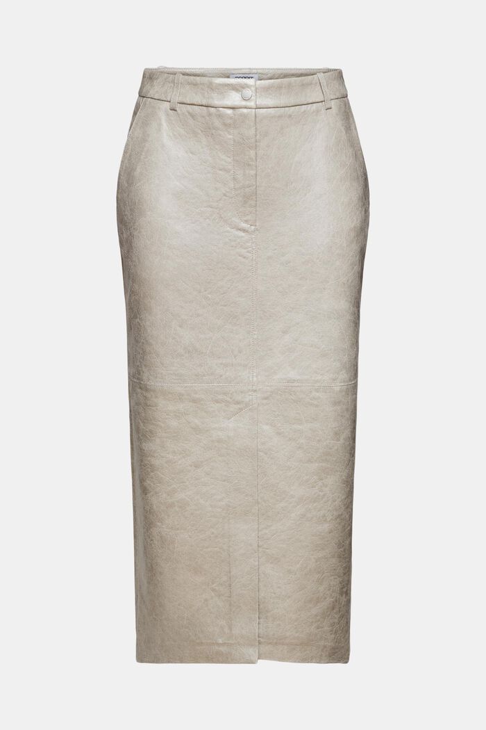 Coated Metallic Midi Skirt, LIGHT GREY, detail image number 7