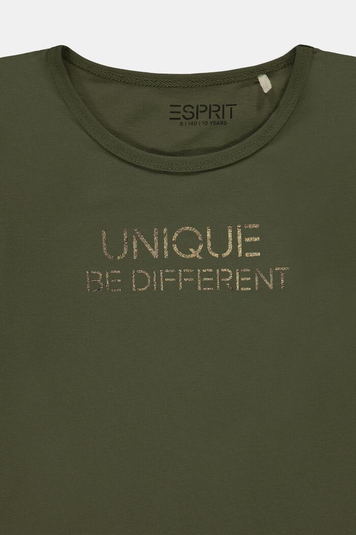 Long sleeve top with a metallic print, KHAKI GREEN, detail image number 2