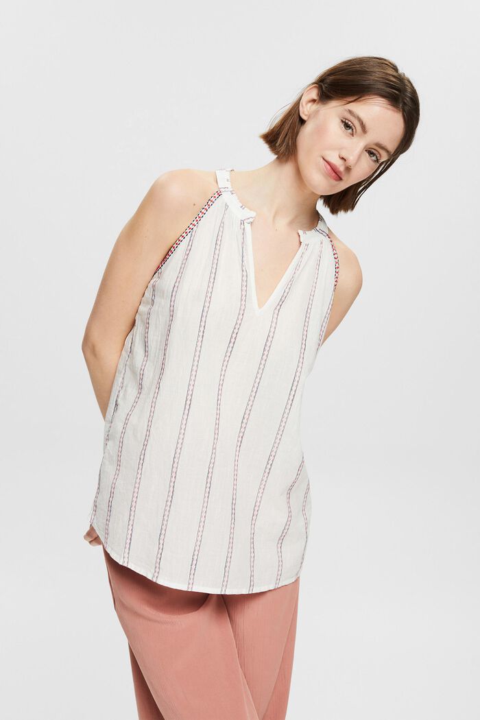 Top with appliquéd stripes, OFF WHITE, detail image number 0