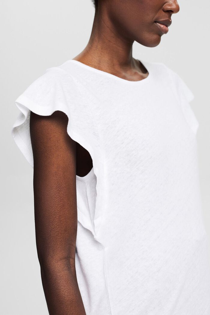 Linen blend: T-shirt with deep armholes, WHITE, detail image number 2