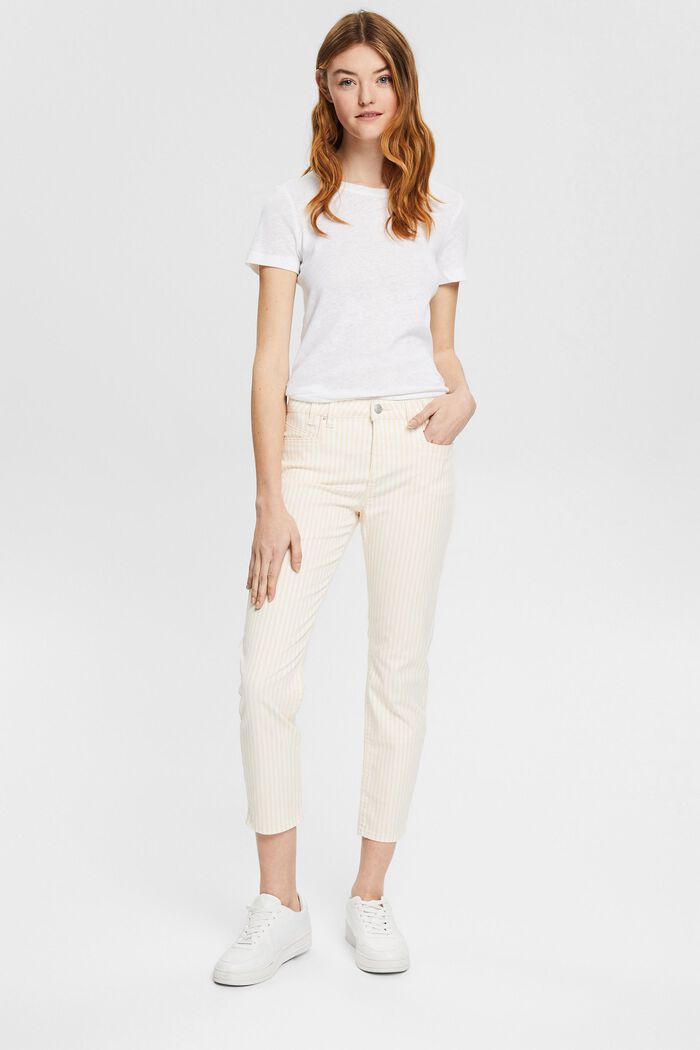 Striped trousers in a capri length, OFF WHITE, detail image number 1