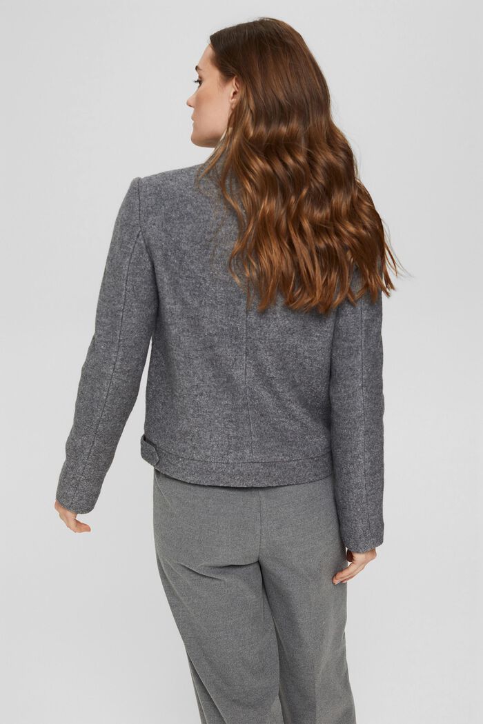Wool blend: bouclé jacket with a stand-up collar, GUNMETAL, detail image number 3