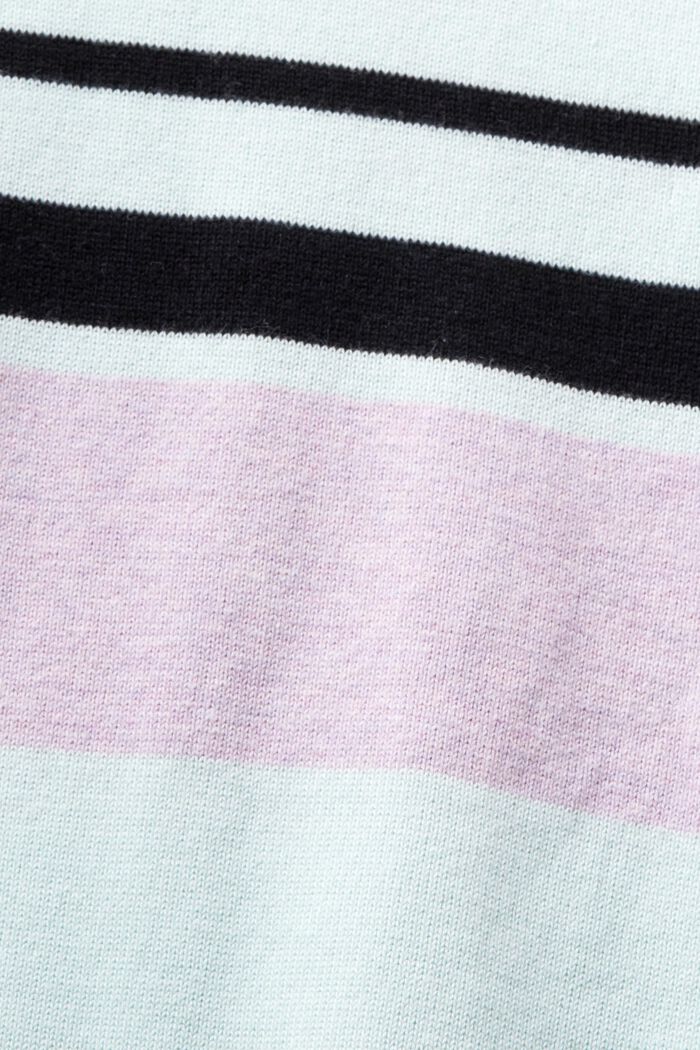 Striped Short-Sleeve Sweater, LIGHT AQUA GREEN, detail image number 5