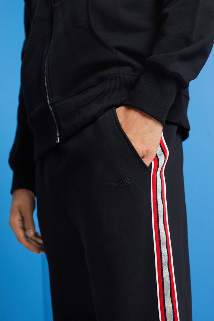 Striped Cotton Track Pants, BLACK, detail image number 2