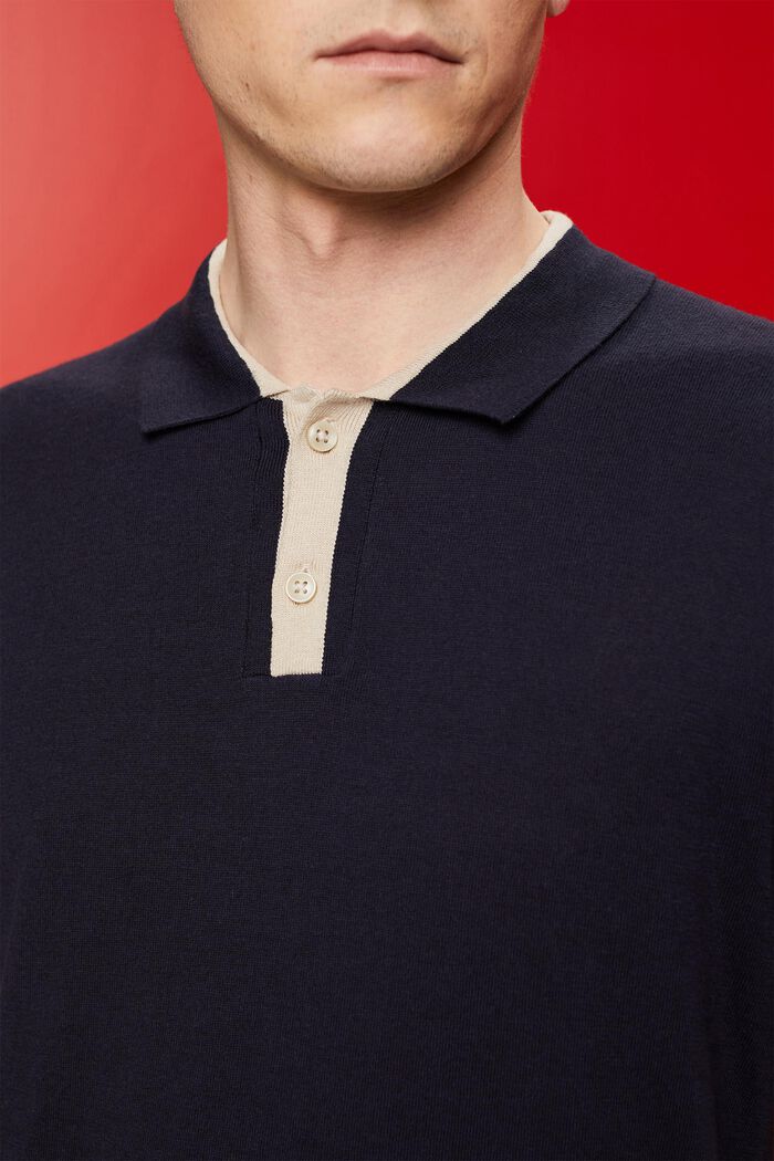 Blended TENCEL and sustainable cotton polo shirt, NAVY, detail image number 2