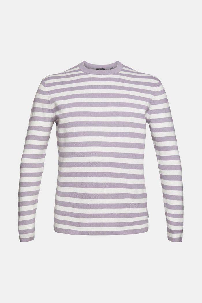 Striped jumper made of organic cotton, MAUVE, overview