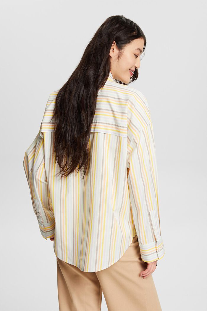 Oversized Striped Button-Down Shirt, OFF WHITE, detail image number 2