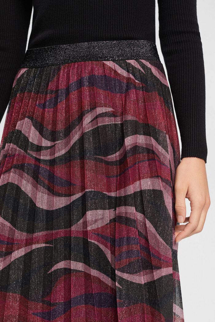 Pleated midi skirt with glitter pattern, CHERRY RED, detail image number 2