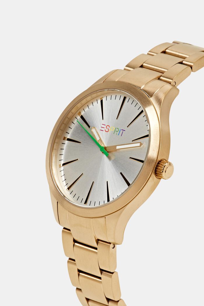 Stainless steel watch with rainbow logo, GOLD, detail image number 1