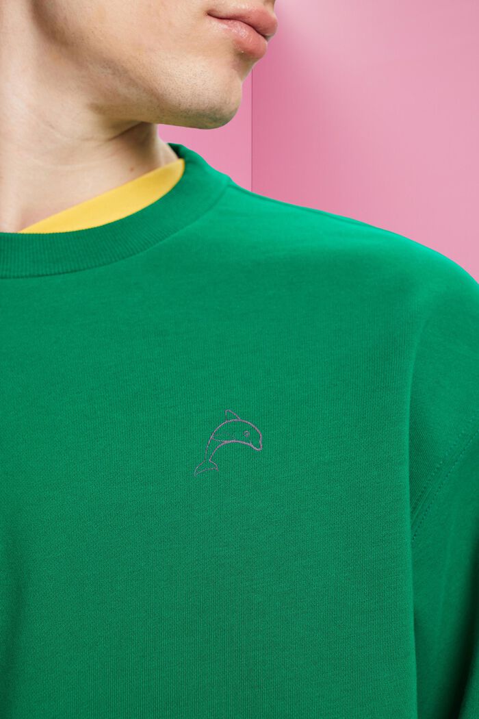 Sweatshirt with small dolphin print, GREEN, detail image number 2
