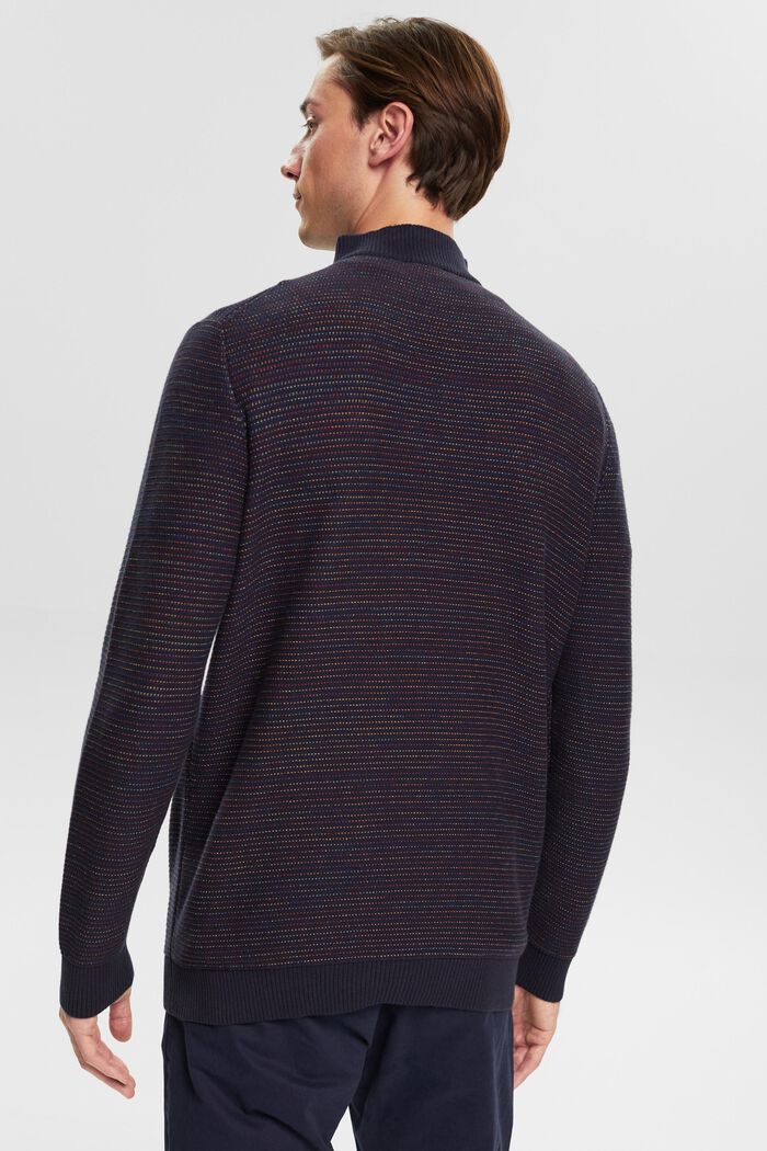 Half-zip knit jumper with colourful stripes, NAVY, detail image number 3