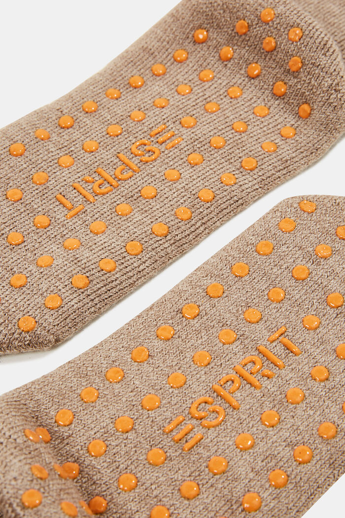 Soft stopper socks, wool blend, NUTMEG MELANGE, detail image number 1