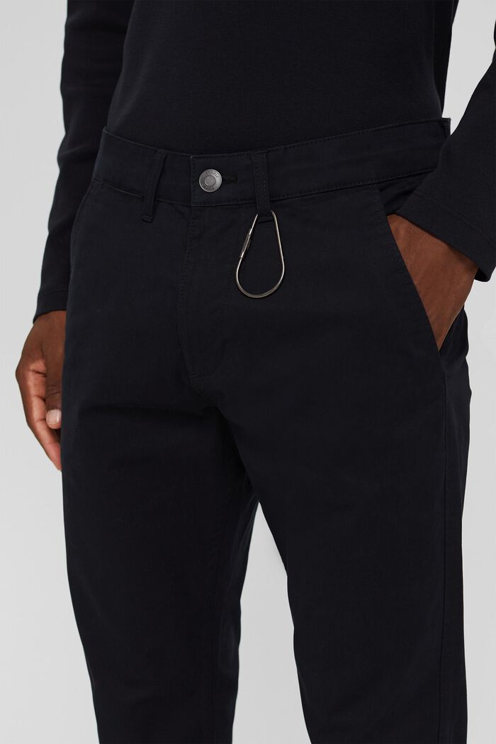 Chinos made of organic cotton with a keyring, BLACK, detail image number 2
