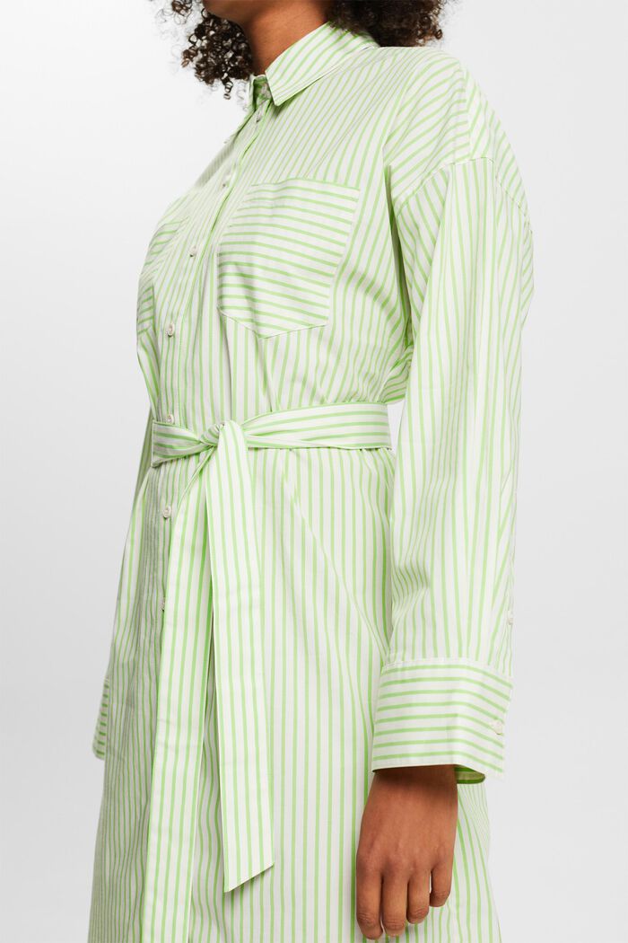 Striped Poplin Shirt Dress, GREEN, detail image number 4