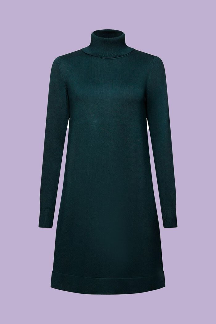 Turtleneck Knit Mini Dress, EMERALD GREEN, detail image number 5