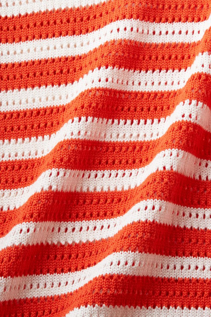 Striped Open-Knit Sweater, BRIGHT ORANGE, detail image number 5