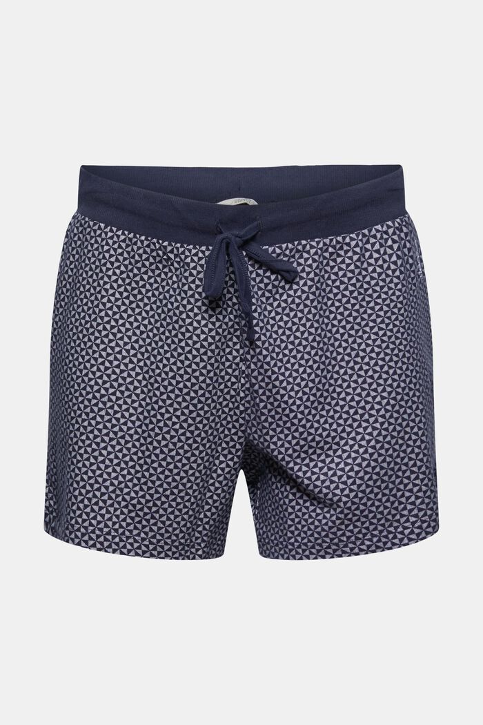 Patterned pyjama shorts made of 100% organic cotton, NAVY, overview