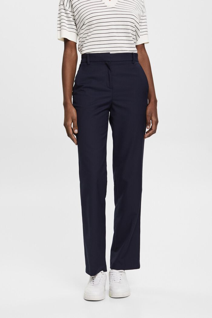 High-rise wide leg trousers, NAVY, detail image number 0